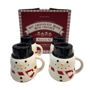 Williams Sonoma Snowman Hot Chocolate‎ Mug Set